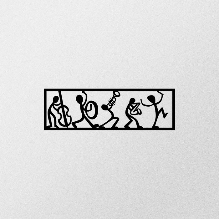 Wallity Musicians Escultura de Pared de Metal Negra